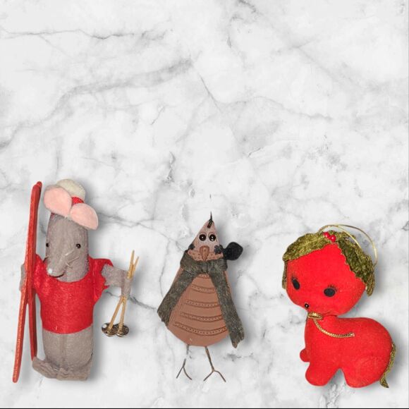 3 Vintage Odd Unusual Unique Christmas Ornaments Whimsical Folk Art Primitive - Picture 1 of 14